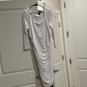 Elegant White Draped Dress